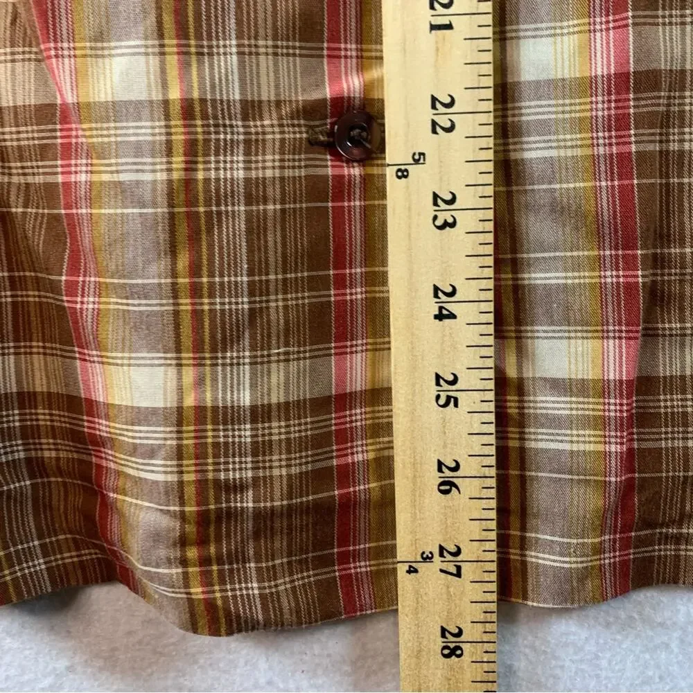 VTG Handmade Womens Plaid Button Up Shirt Corduroy Trim Farm‎ Cottagecore Rustic - Picture 6 of 7